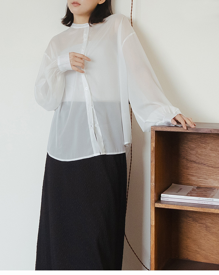 シアーバンドカラーシャツ 3色展開