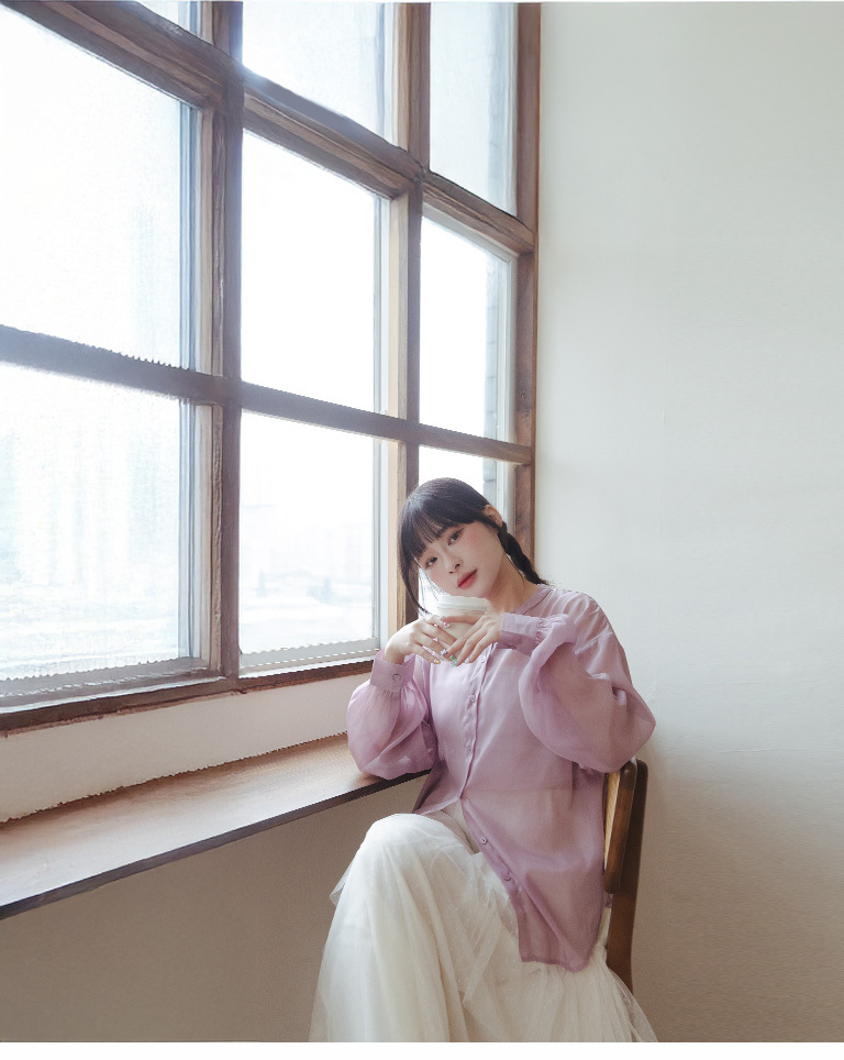 シアーバンドカラーシャツ 3色展開