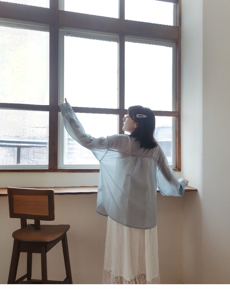 シアーバンドカラーシャツ 3色展開