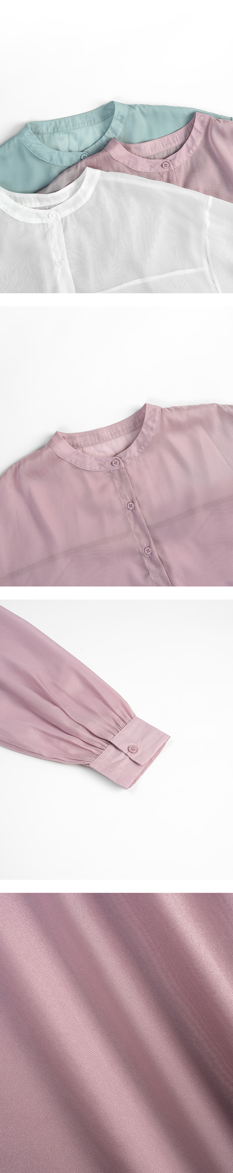 シアーバンドカラーシャツ 3色展開