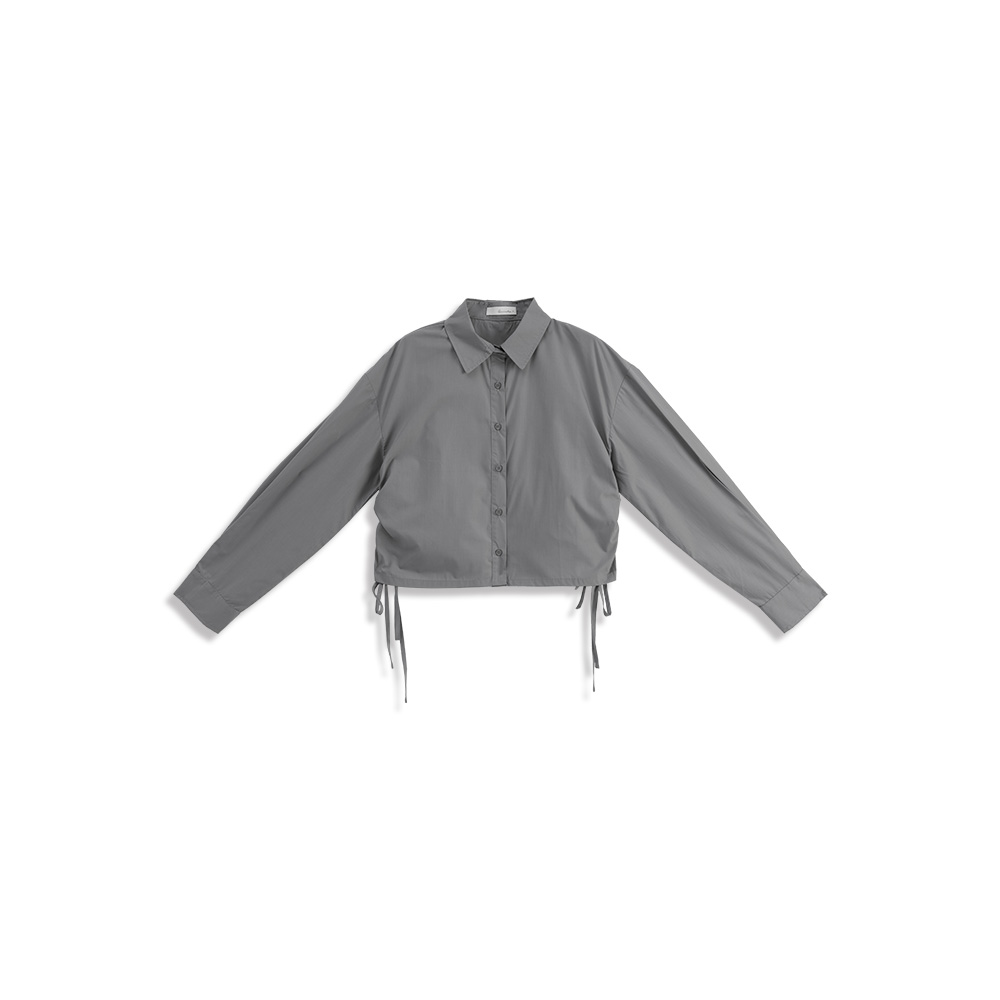 無地サイドギャザークロップドシャツ 3色展開
