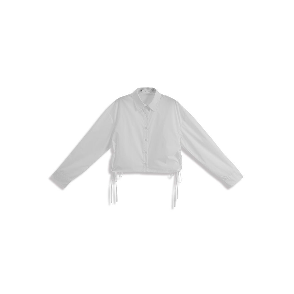 無地サイドギャザークロップドシャツ 3色展開