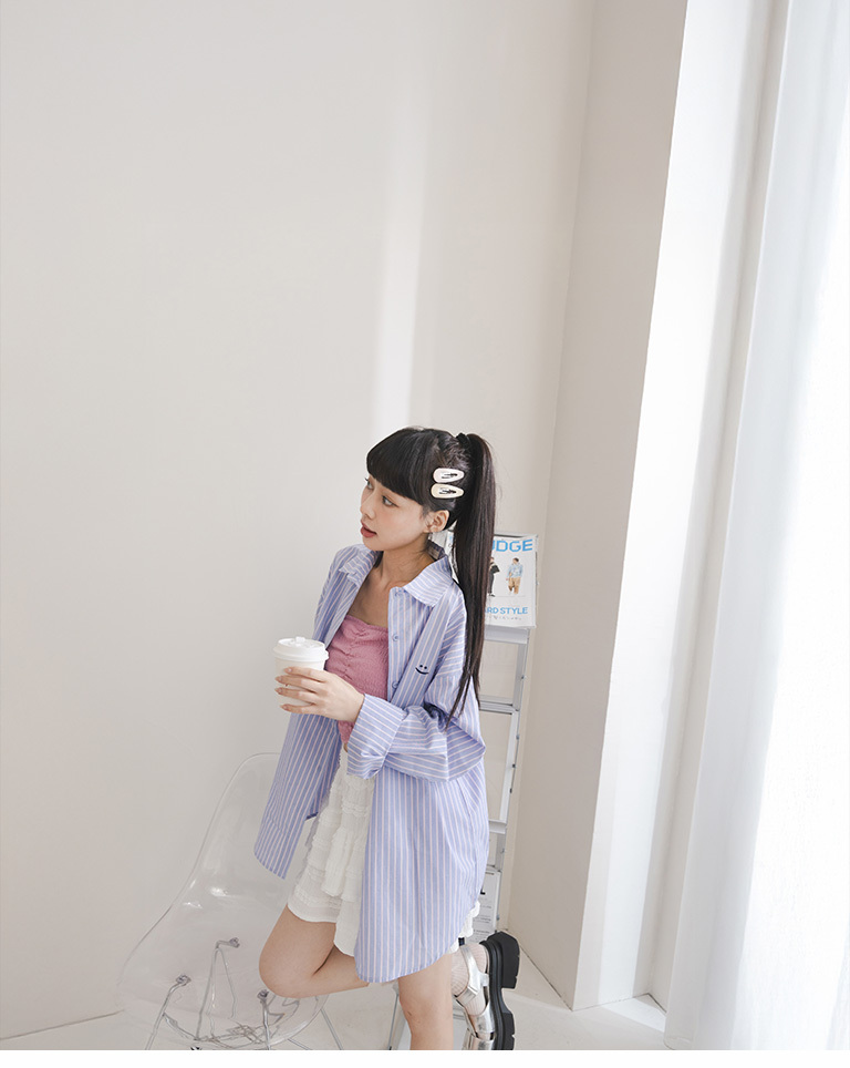 パターンストライプワイドシャツ