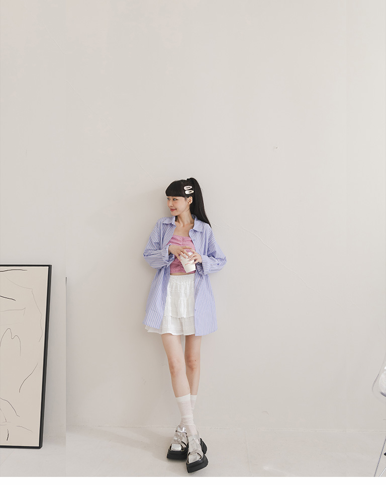 パターンストライプワイドシャツ