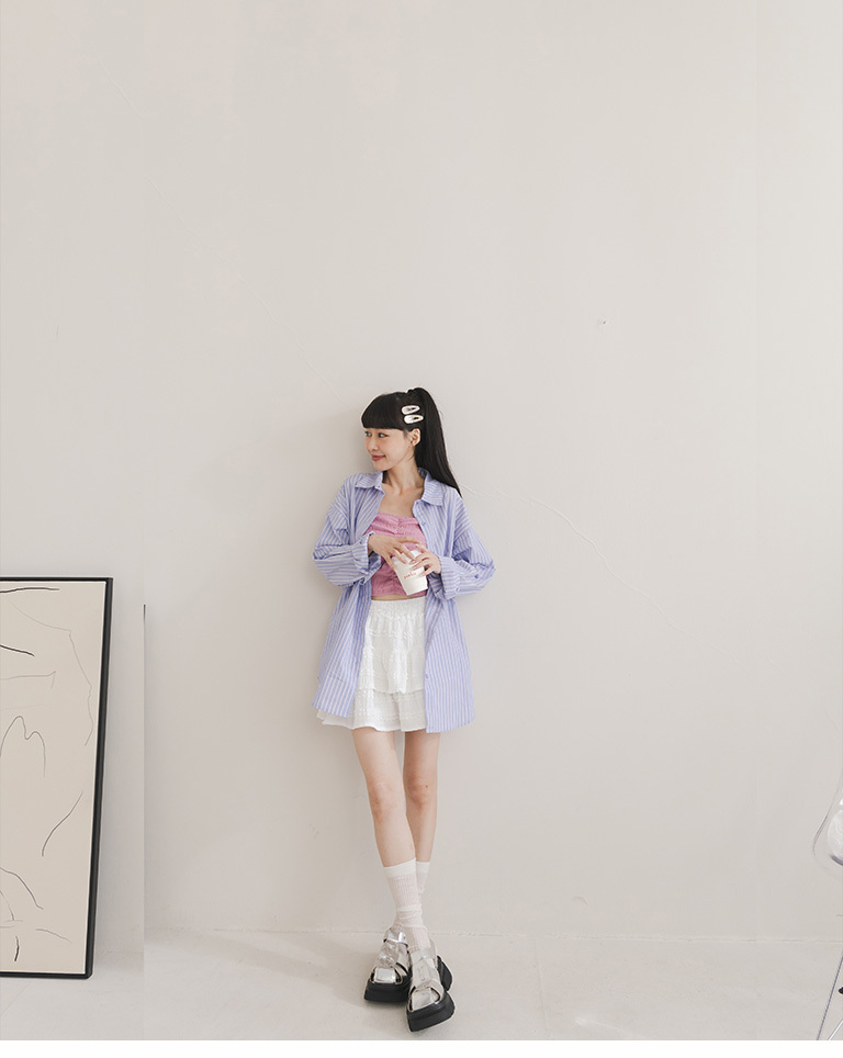 パターンストライプワイドシャツ