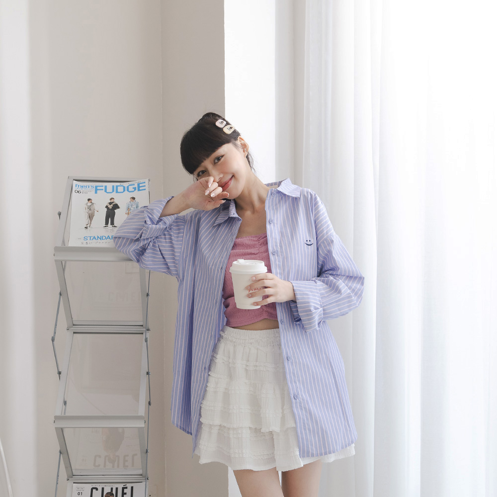 パターンストライプワイドシャツ