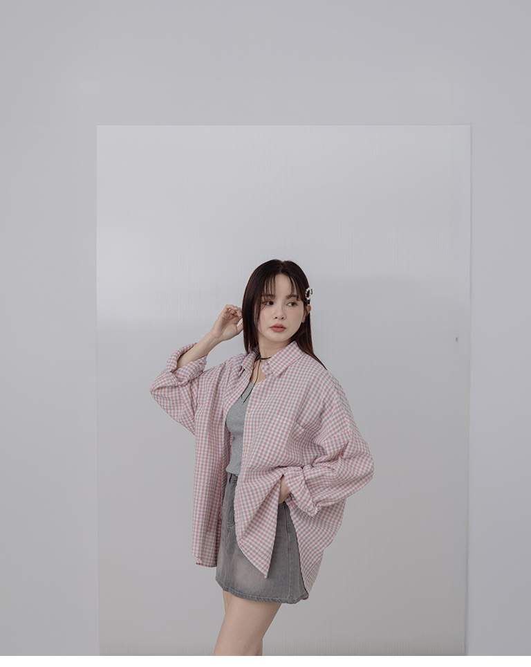チェックロングスリーブワイドシャツ 2色展開