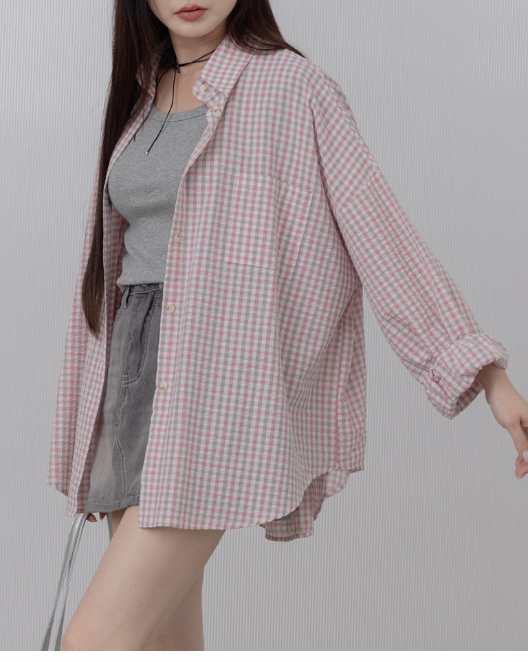 チェックロングスリーブワイドシャツ 2色展開