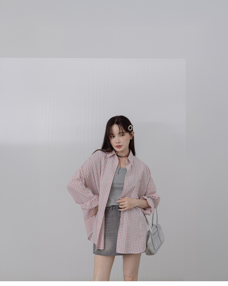チェックロングスリーブワイドシャツ 2色展開