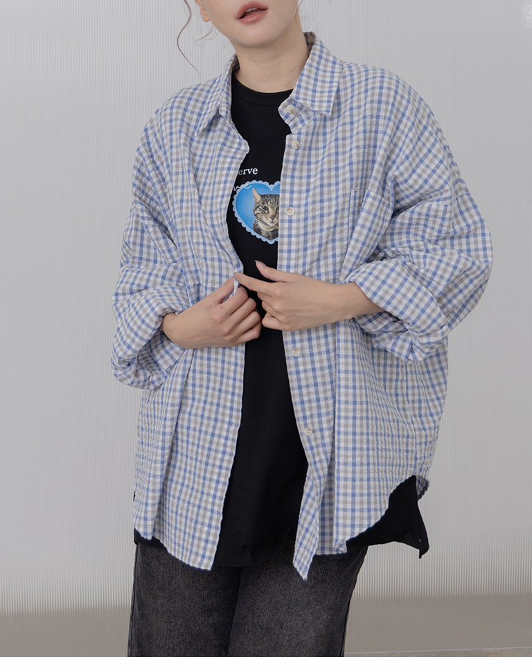 チェックロングスリーブワイドシャツ 2色展開