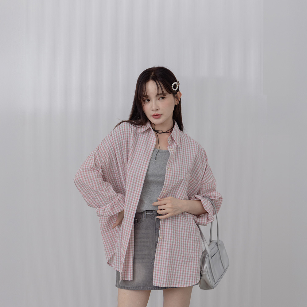 チェックロングスリーブワイドシャツ 2色展開