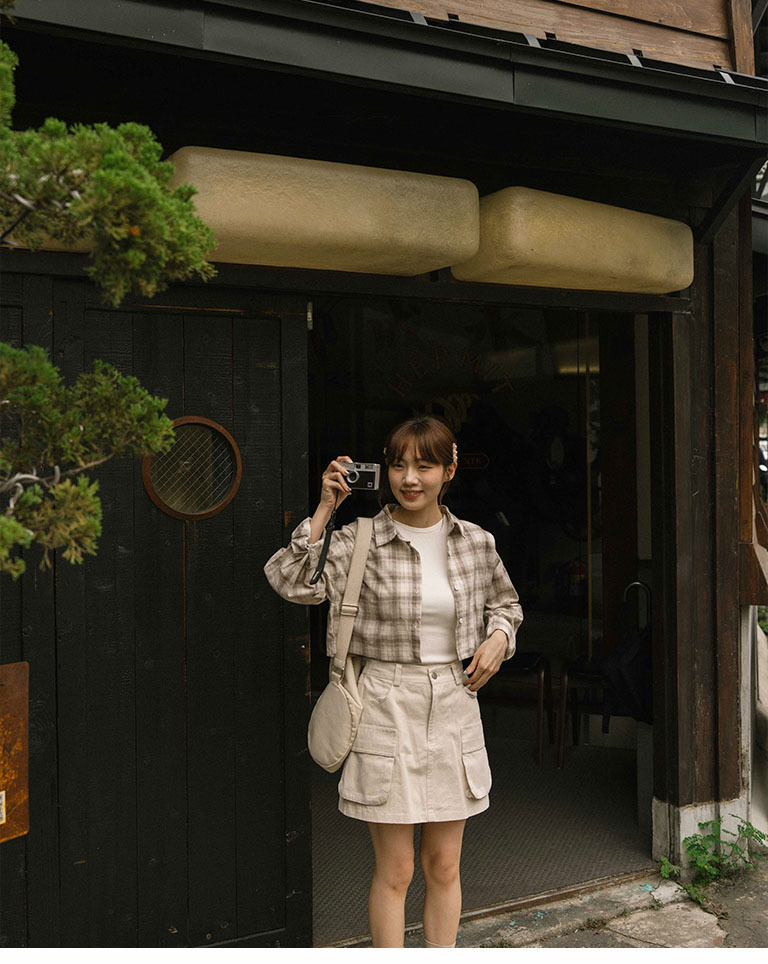 チェッククロップドシャツ