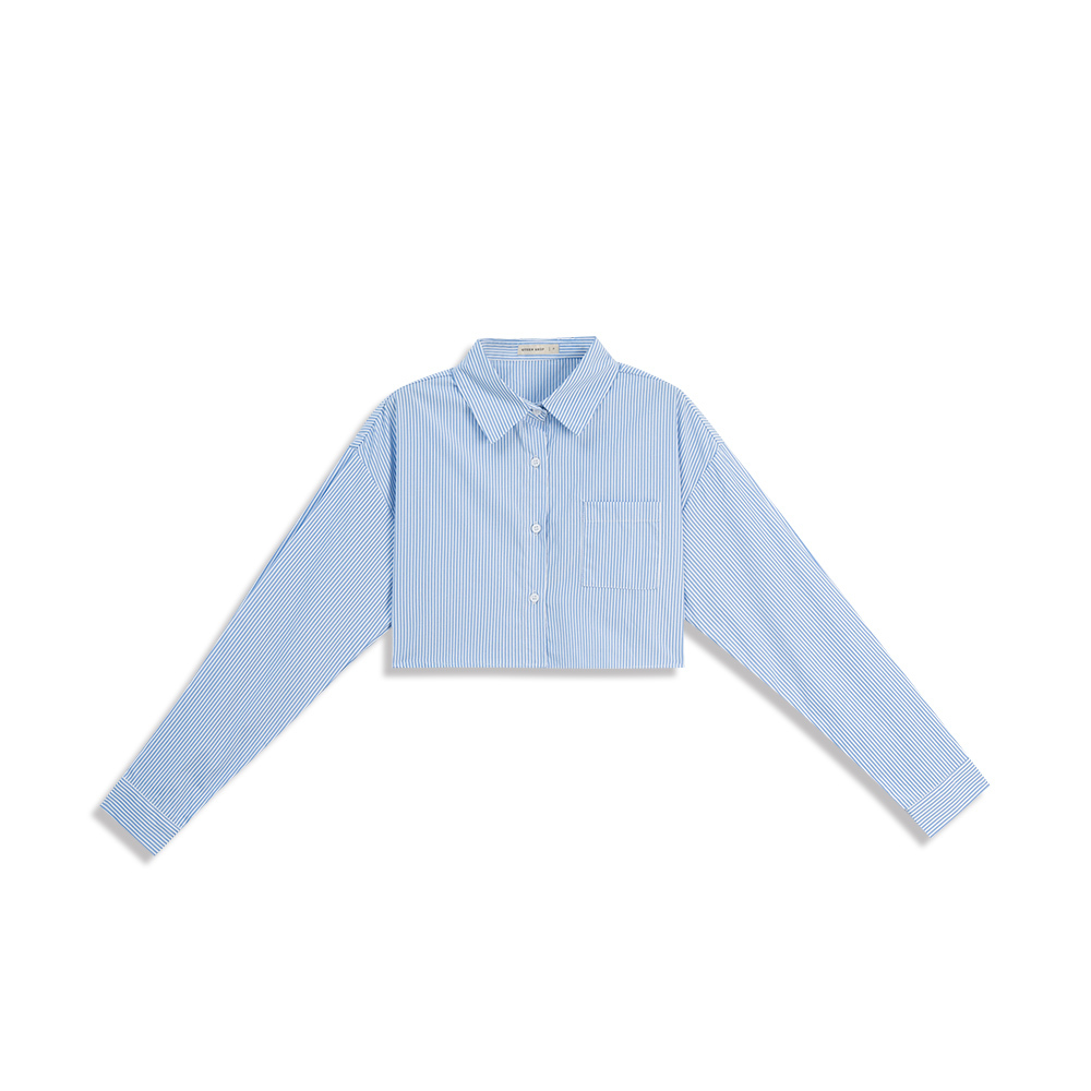 ストライプショート丈シャツ 2色展開