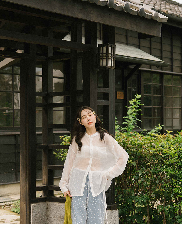 シアーダブルポケットバンドカラーシャツ 3色展開