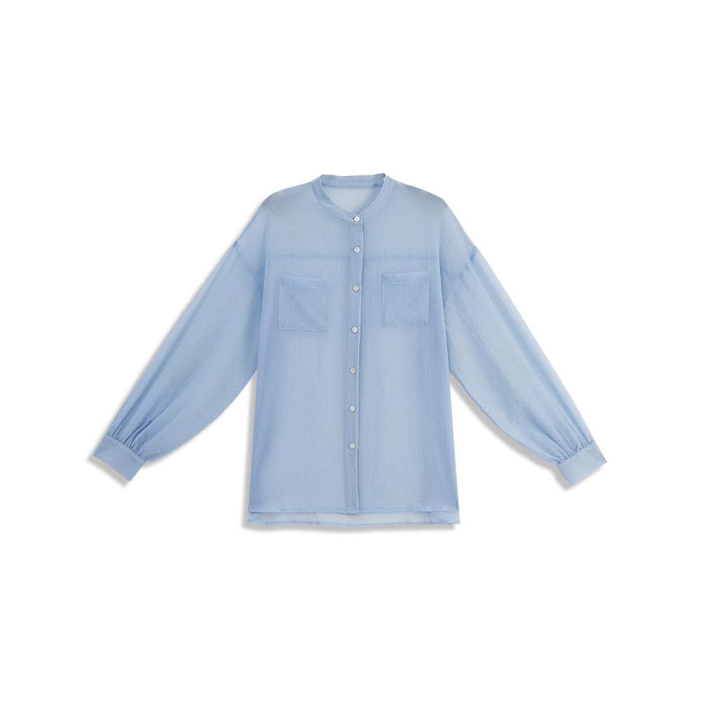 シアーダブルポケットバンドカラーシャツ 3色展開