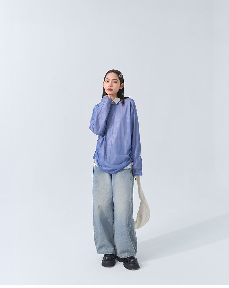 ツヤシアープリーツシャツ 3色展開