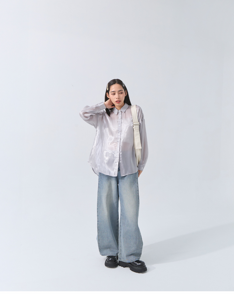 ツヤシアープリーツシャツ 3色展開