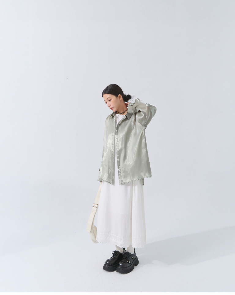 ツヤシアープリーツシャツ 3色展開