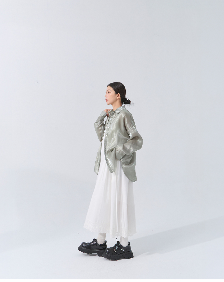 ツヤシアープリーツシャツ 3色展開