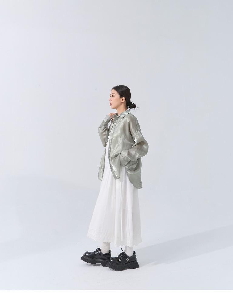 ツヤシアープリーツシャツ 3色展開