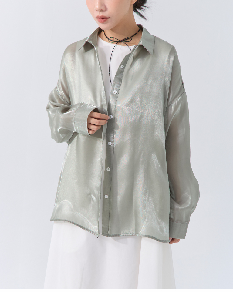 ツヤシアープリーツシャツ 3色展開