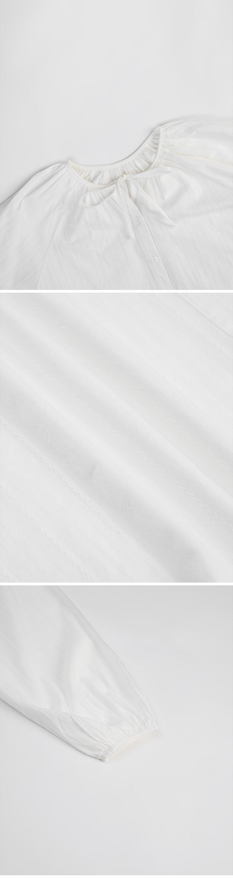 クルーネックリボンシアーブラウス