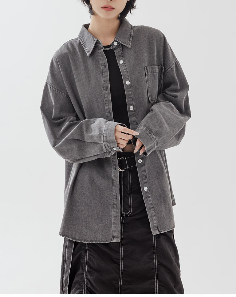 ウォッシュドコットデニムシャツ 2色展開