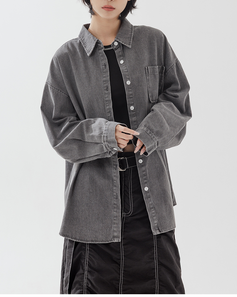 ウォッシュドコットデニムシャツ 2色展開