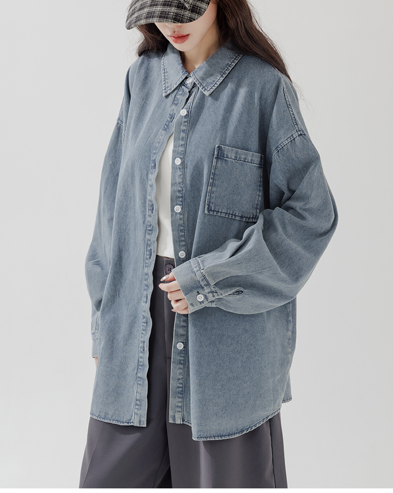 ウォッシュドコットデニムシャツ 2色展開