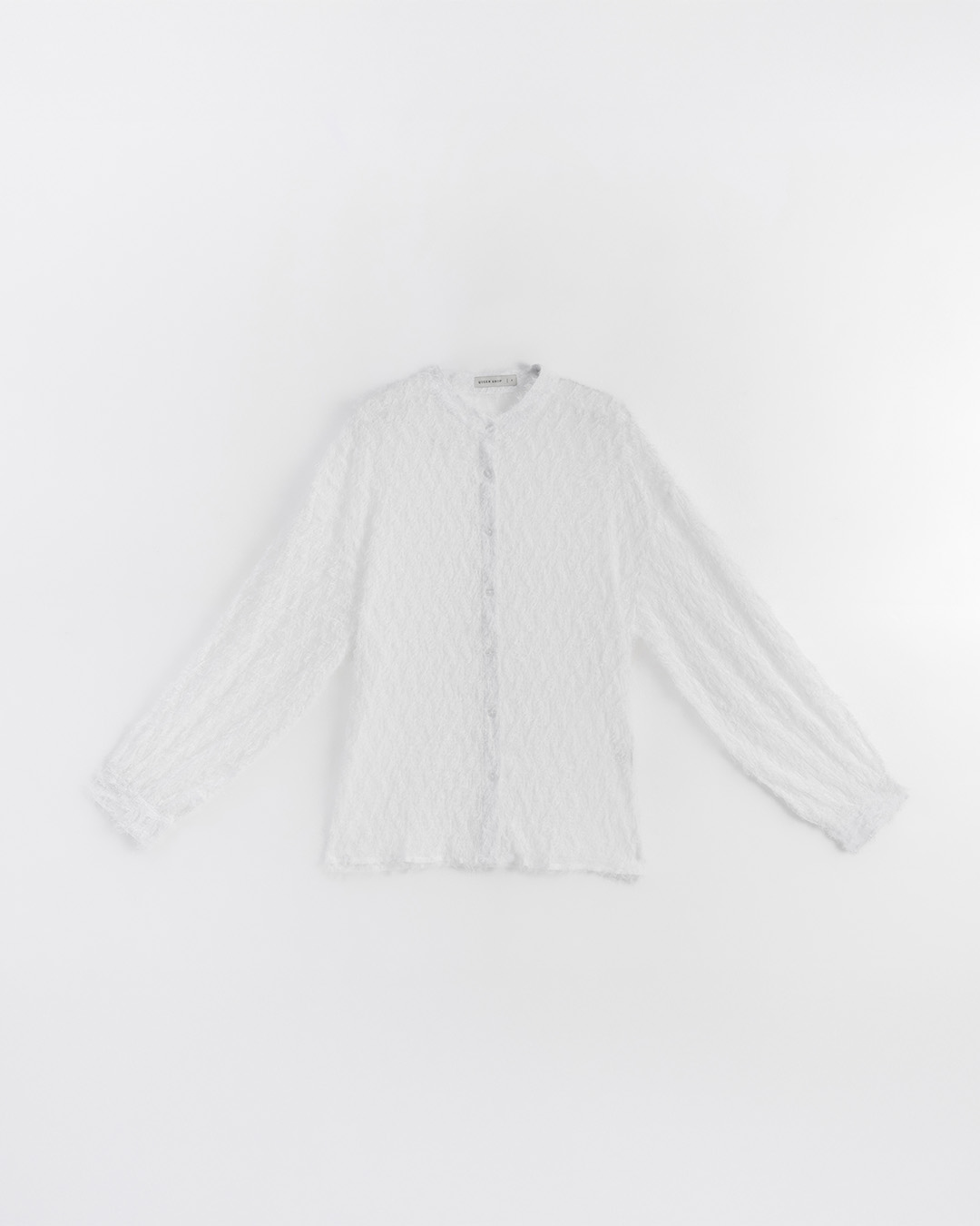 春1未收到---フェザーラウンドネックシアーシャツ 3色展開