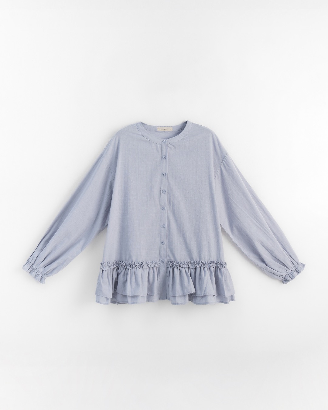 フリル裾ラウンドネックシャツ 2色展開