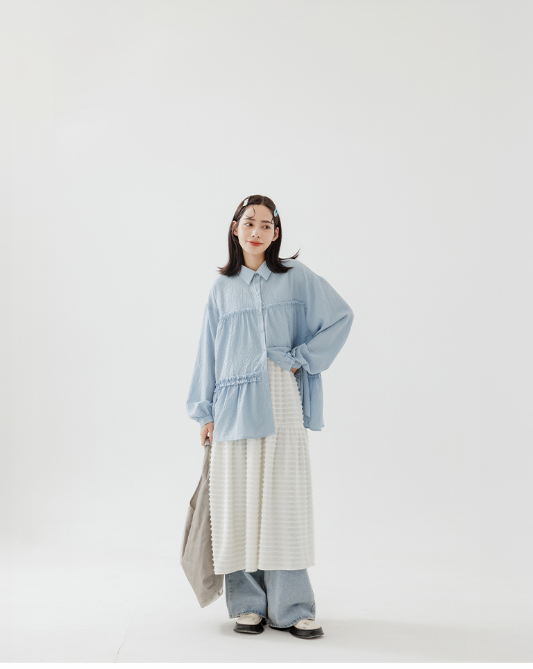 フリルフレアワイドシャツ 3色展開