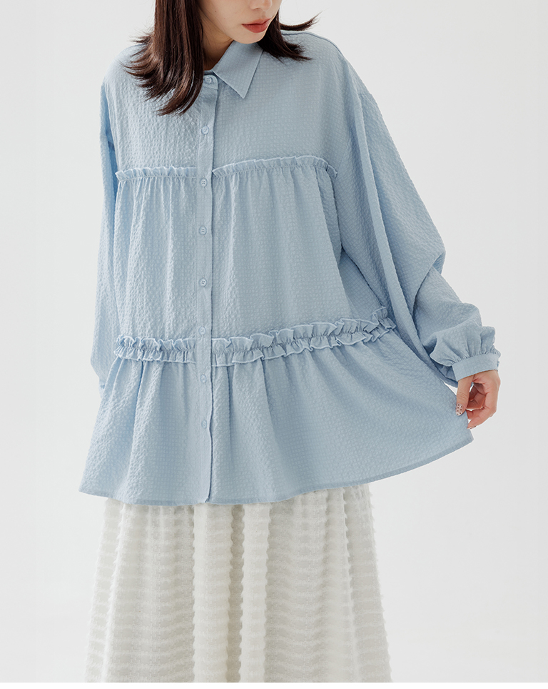 フリルフレアワイドシャツ 3色展開