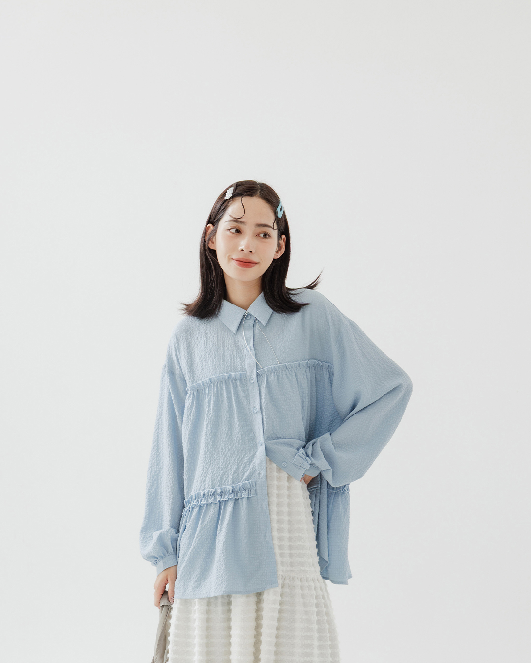 フリルフレアワイドシャツ 3色展開