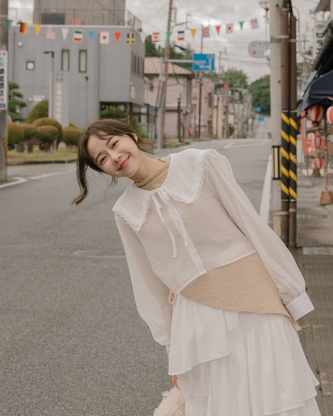 レースカラーショートシャツ 2色展開