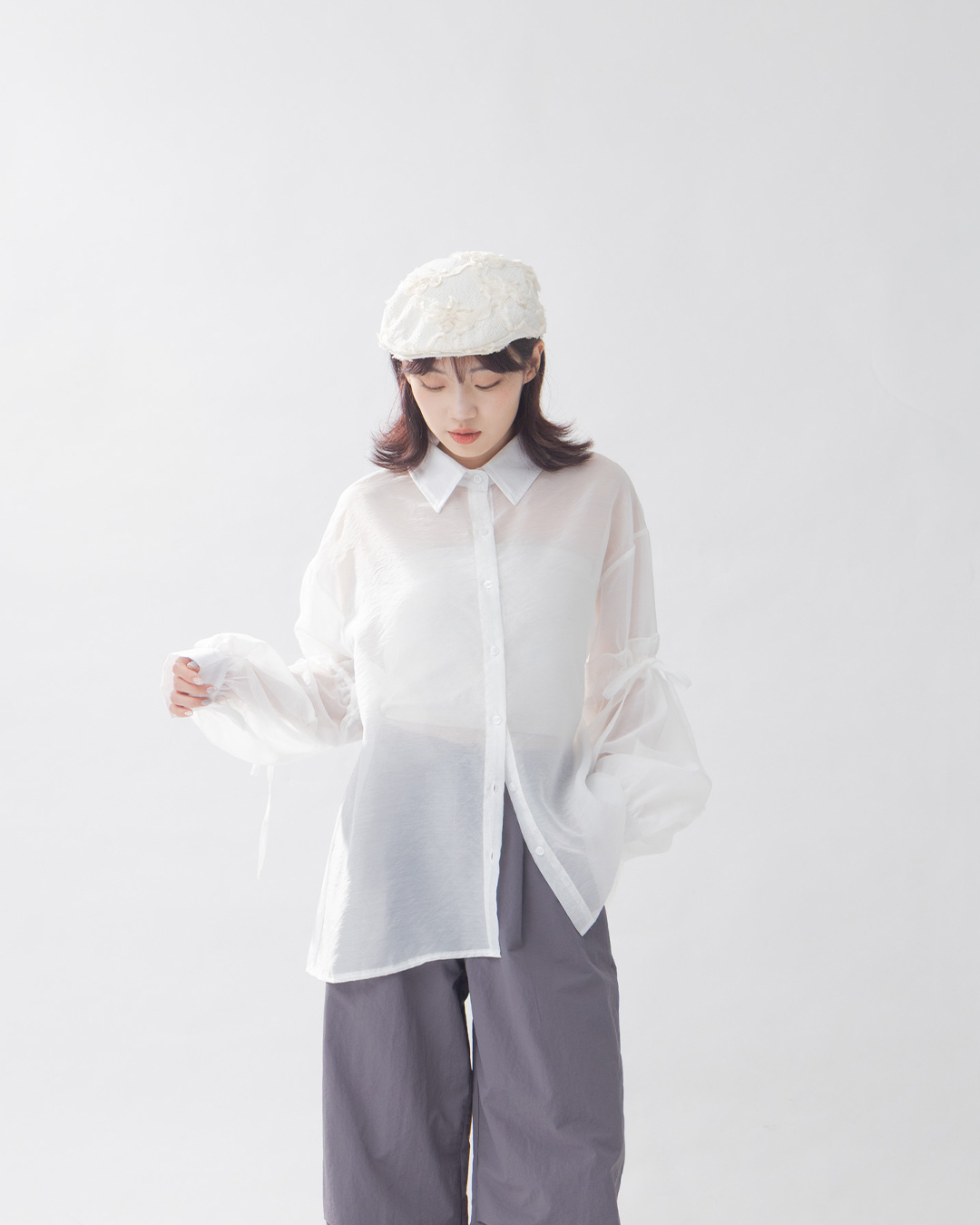 シアーシャツカーディガン　2色展開