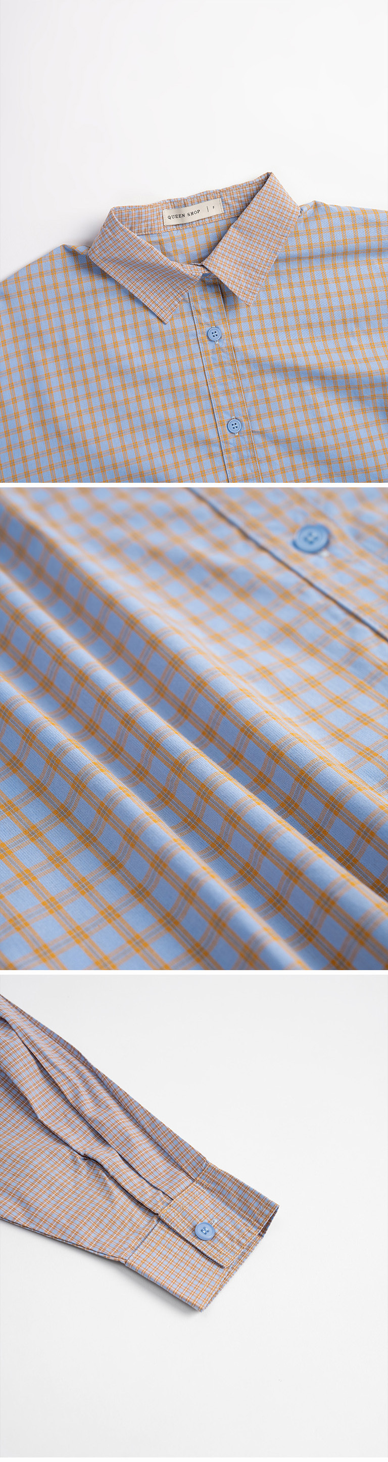 配色チェック切り替え長袖シャツ