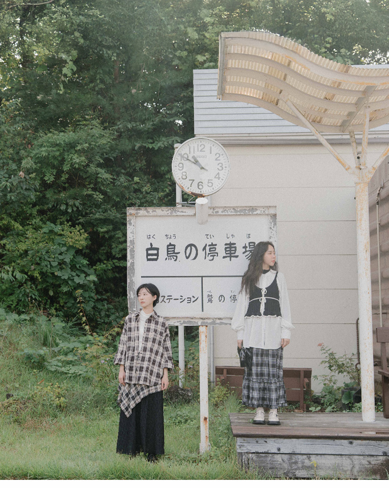 チェックデザイン長袖シャツ 2色展開