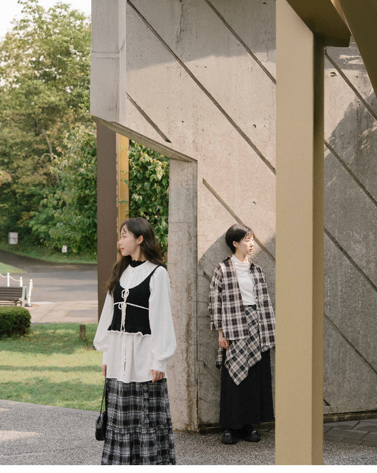 チェックデザイン長袖シャツ 2色展開