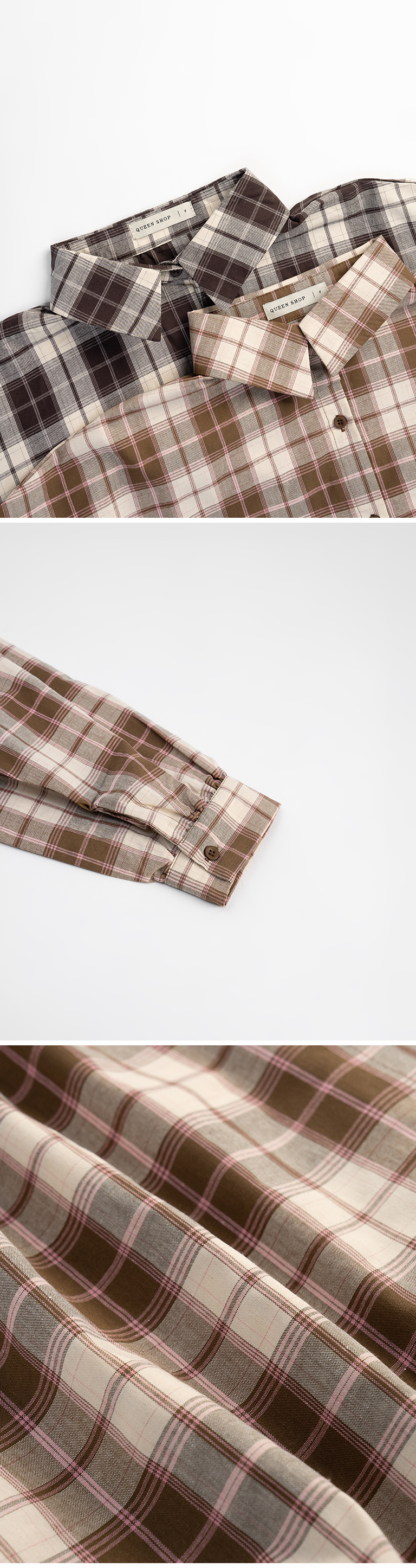 チェックデザイン長袖シャツ 2色展開