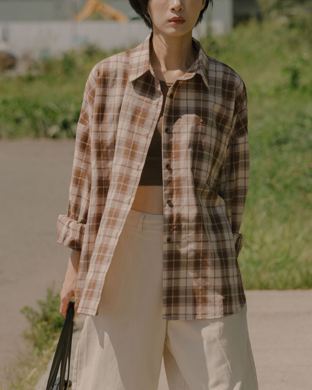 チェックデザイン長袖シャツ 2色展開