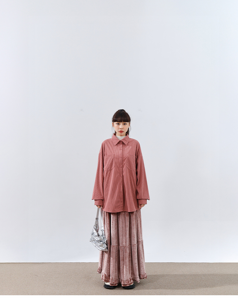 コーデュロイ長袖シャツ 3色展開