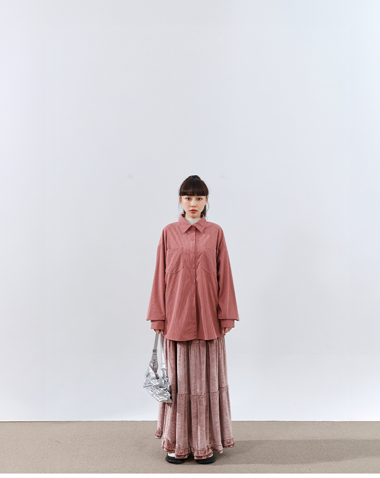 コーデュロイ長袖シャツ 3色展開