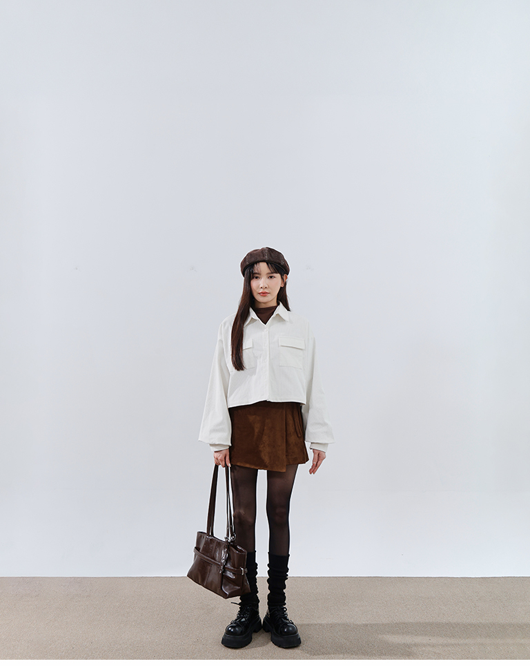 コーデュロイ ショート丈 長袖シャツ 2色展開