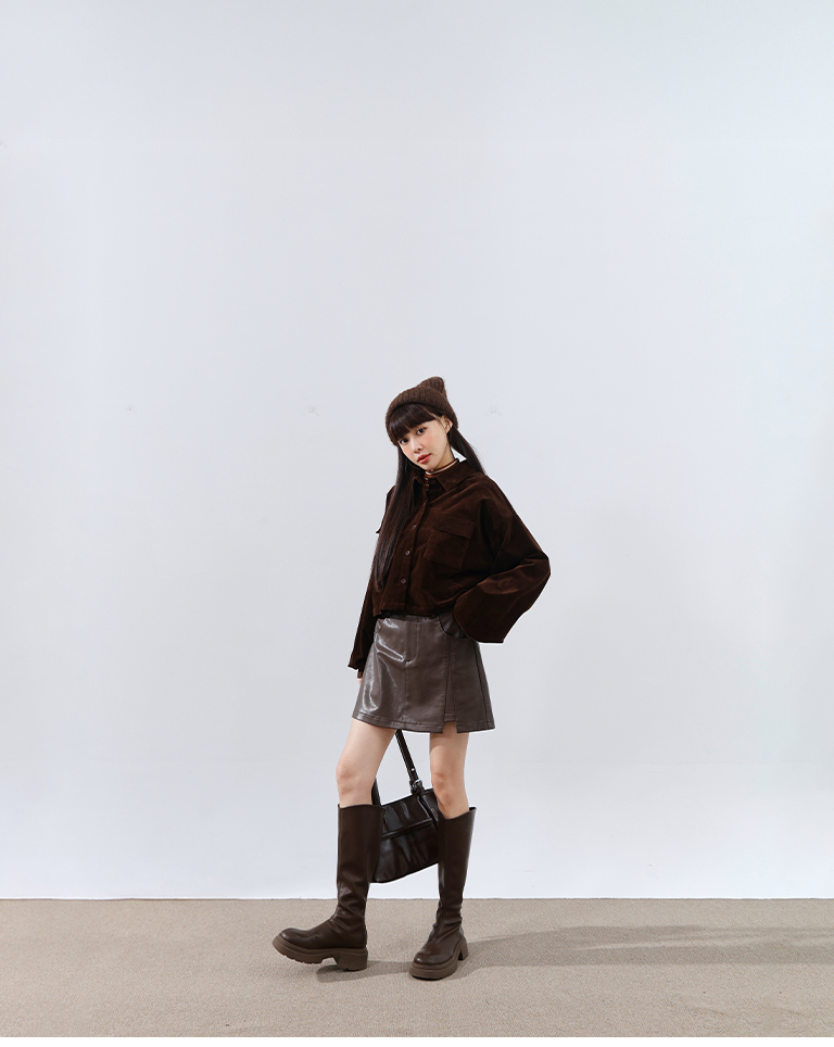 コーデュロイ ショート丈 長袖シャツ 2色展開