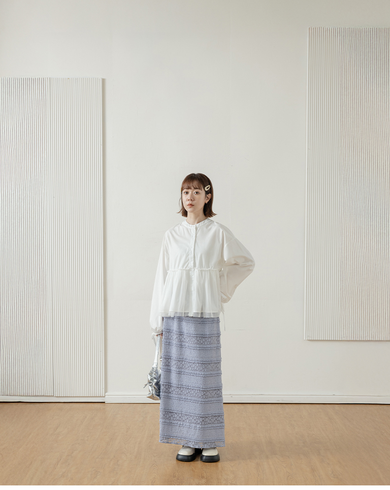 ュール切替ボリュームスリーブブラウス 2色展開