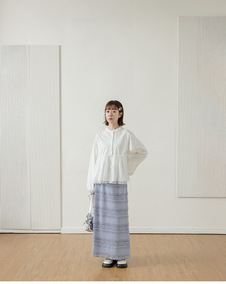 ュール切替ボリュームスリーブブラウス 2色展開