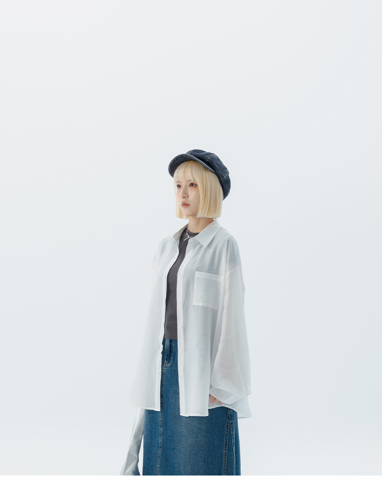 シングルポケットシアー長袖シャツ 5色展開