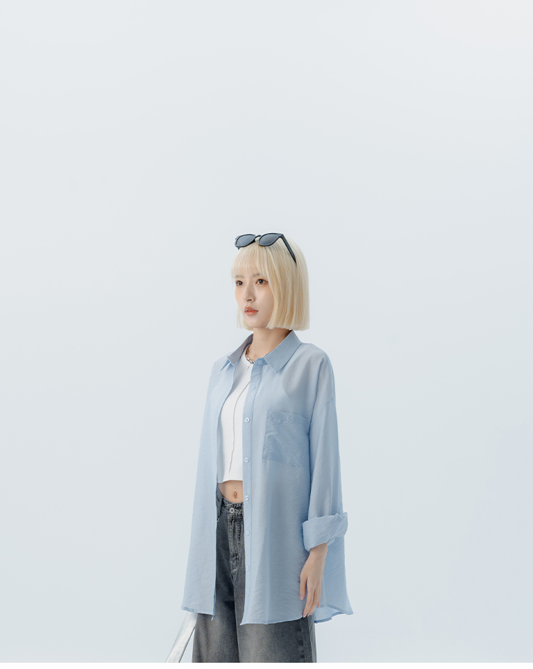 シングルポケットシアー長袖シャツ 5色展開