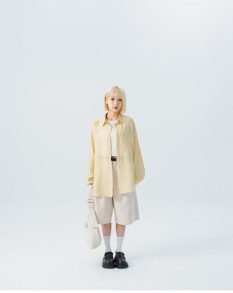 シングルポケットシアー長袖シャツ 5色展開